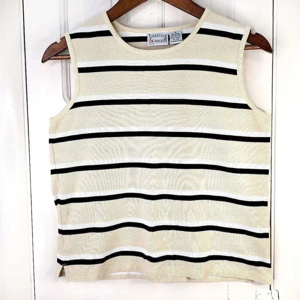 Hasting & Smith Striped Knit Sleeveless Tank Top Sz M - Picture 2 of 10